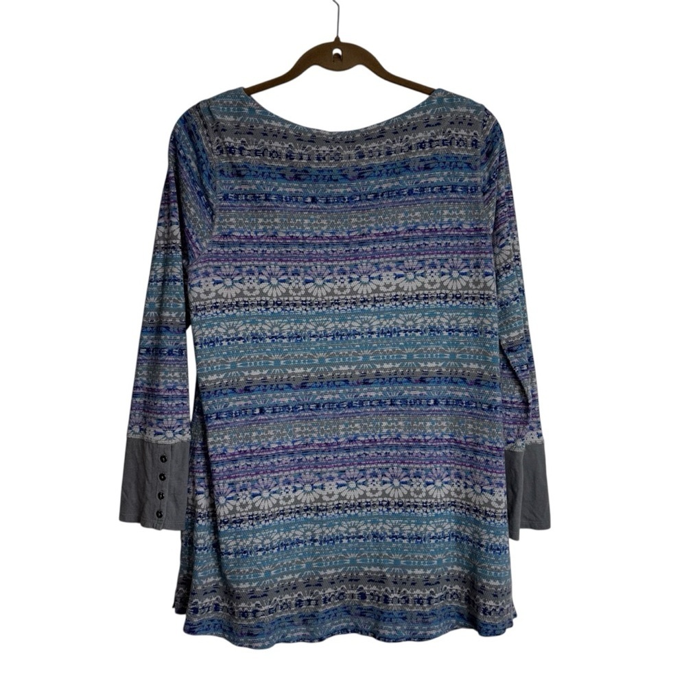 J. Jill Blue Purple Striped Long Sleeve Tunic Top Medium